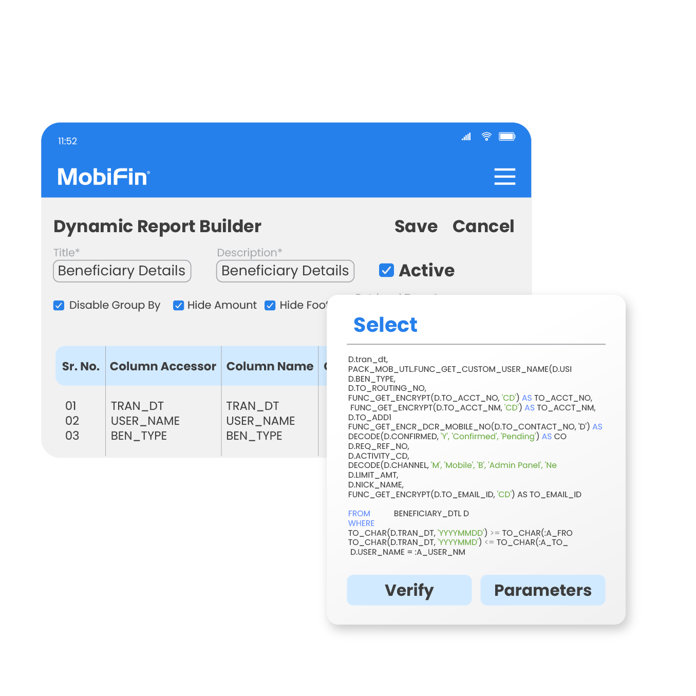 Corporate - custom report builder
